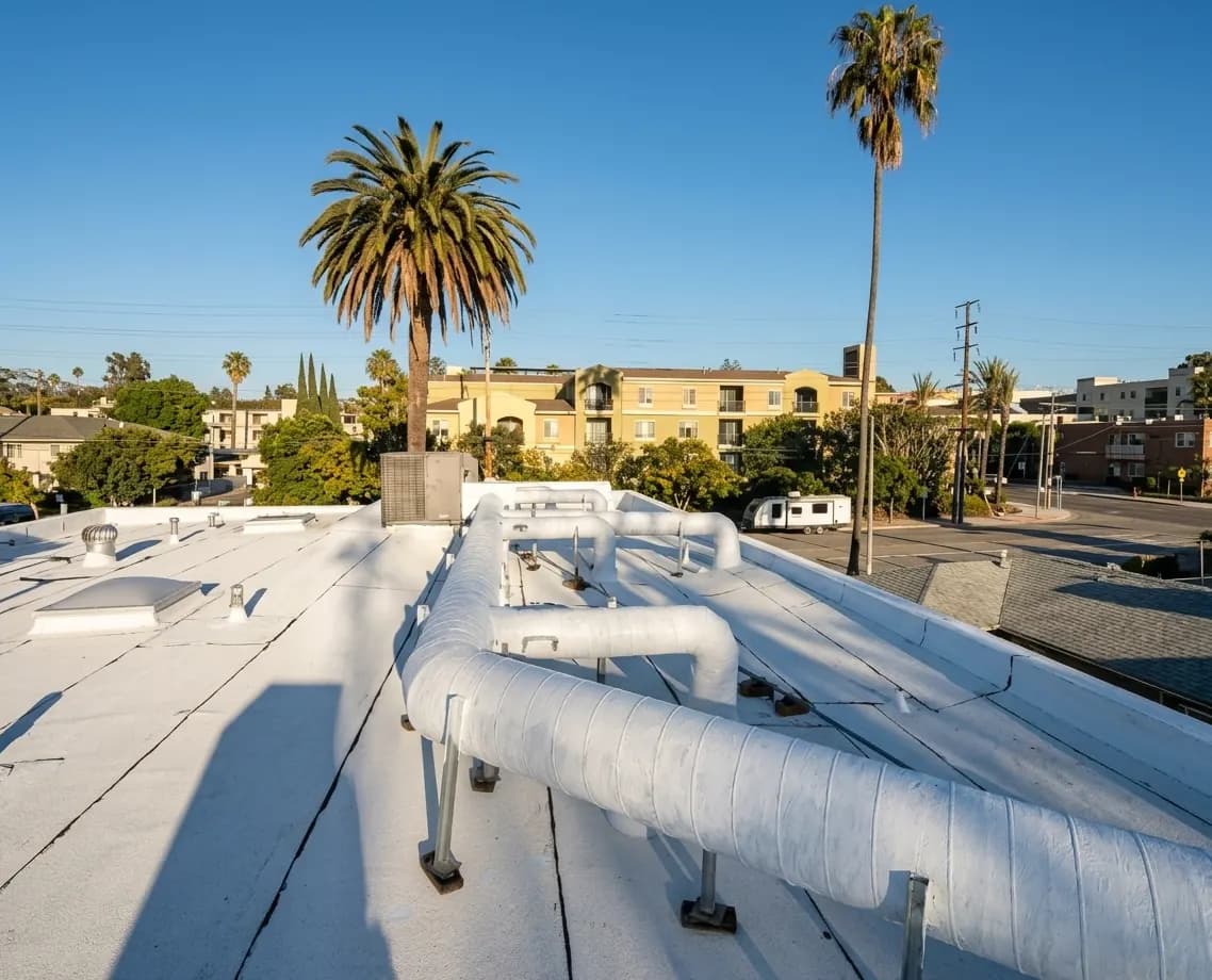 Flat roof replacement on a Los Angeles home